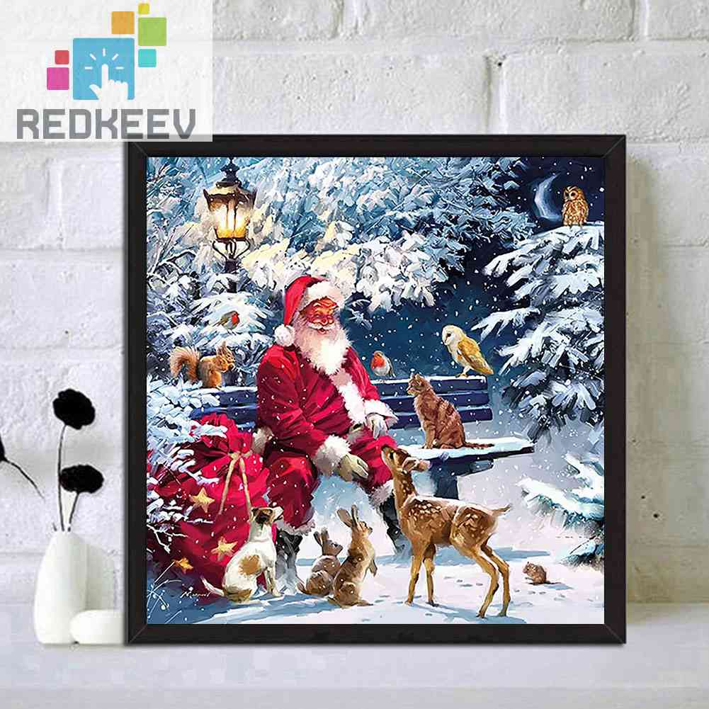 Bộ Tranh Đính Đá Tự Làm Toàn Diện 5D DIY Hình Ông Già Noel Và Động Vật 5D