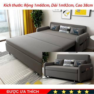 [CAO CẤP] Ghế sofa giường, A267 rộng 160cm dài 192cm cao 38cm (Tặng 3 gối êm ái), khung thép, có ngăn chứa đồ