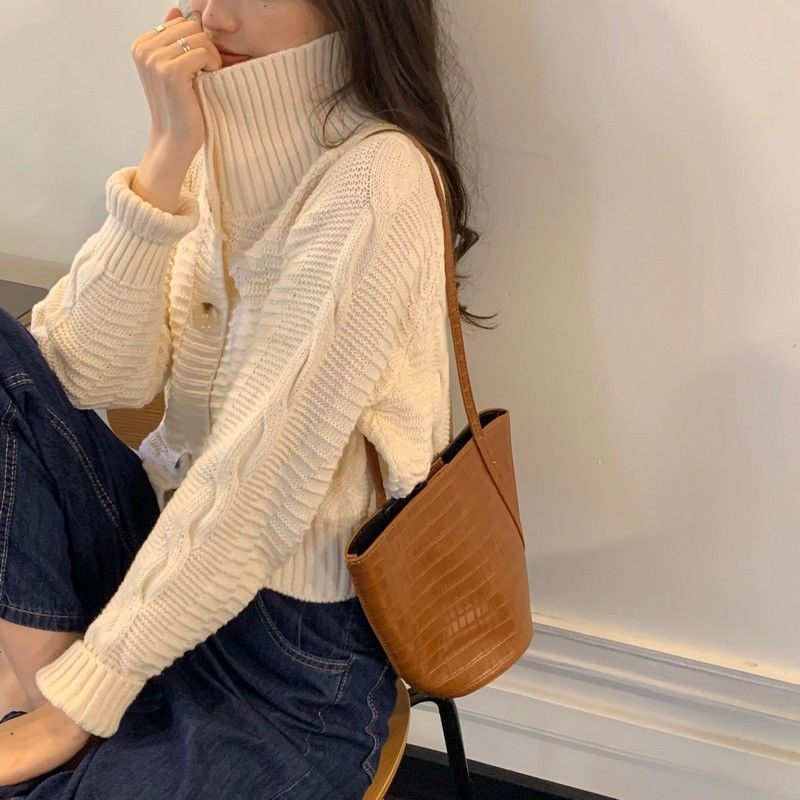 Áo cardigan Dệt Kim Cổ polo Dáng Ngắn Phong Cách Hàn Quốc Thời Trang