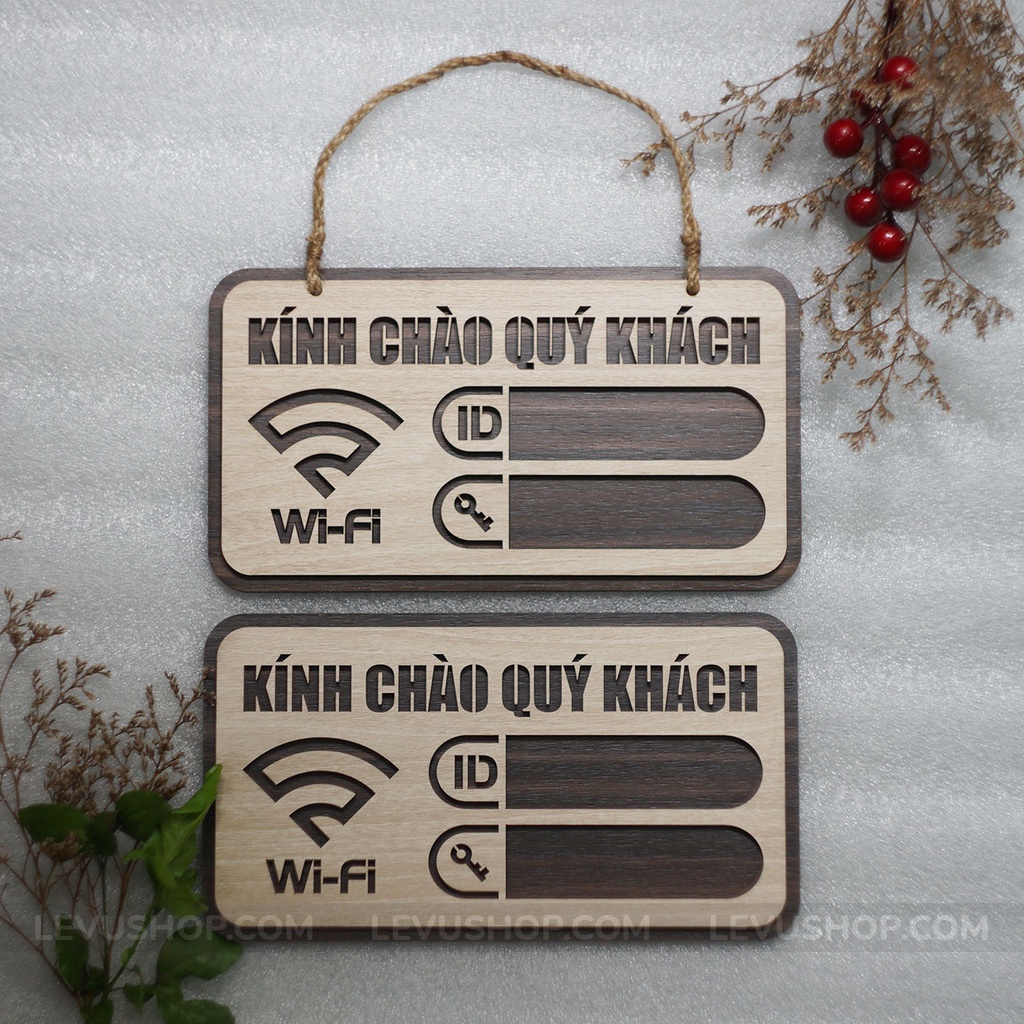 Bảng ghi thông tin wifi LEVU TW02 trang trí cho quán cà phê trà sữa hiện đại