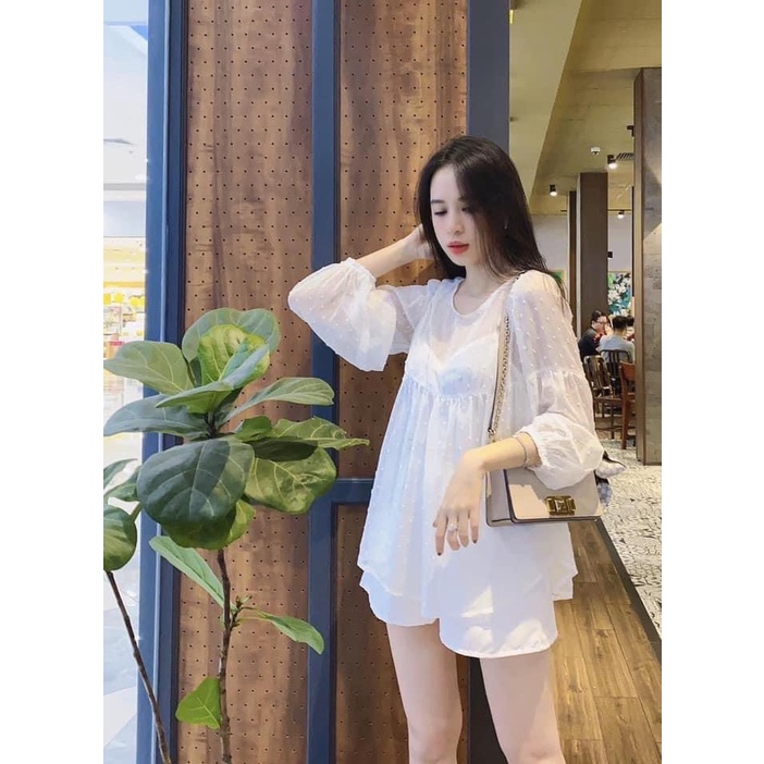 Set babydoll von bông quần short đùi xinh xắn DN576