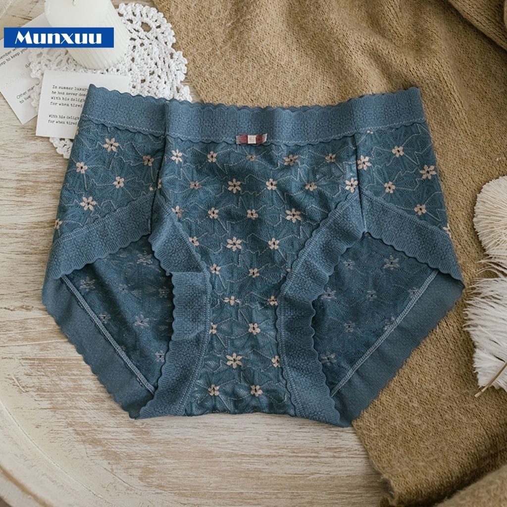 Quần lót nữ ren hoa gấm cạp cao sexy, ren xuyên thấu tôn dáng nâng mông nhẹ nhàng - MUNXUU QC60