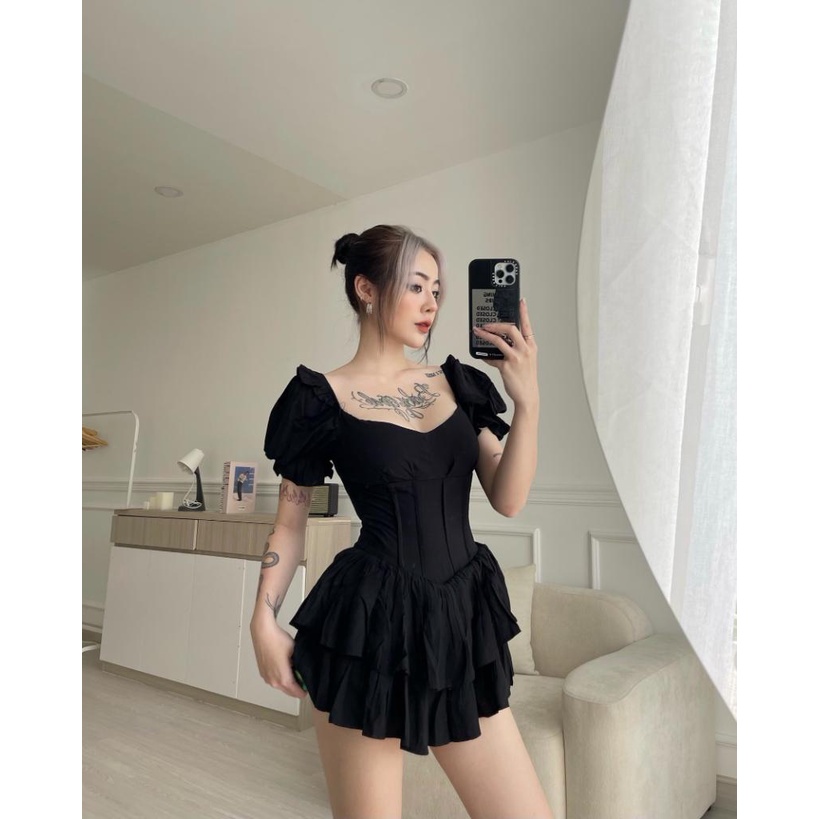 Đầm nữ dạo phốtôn dáng lucie.brandvn - jumpsuit 04 màu đen