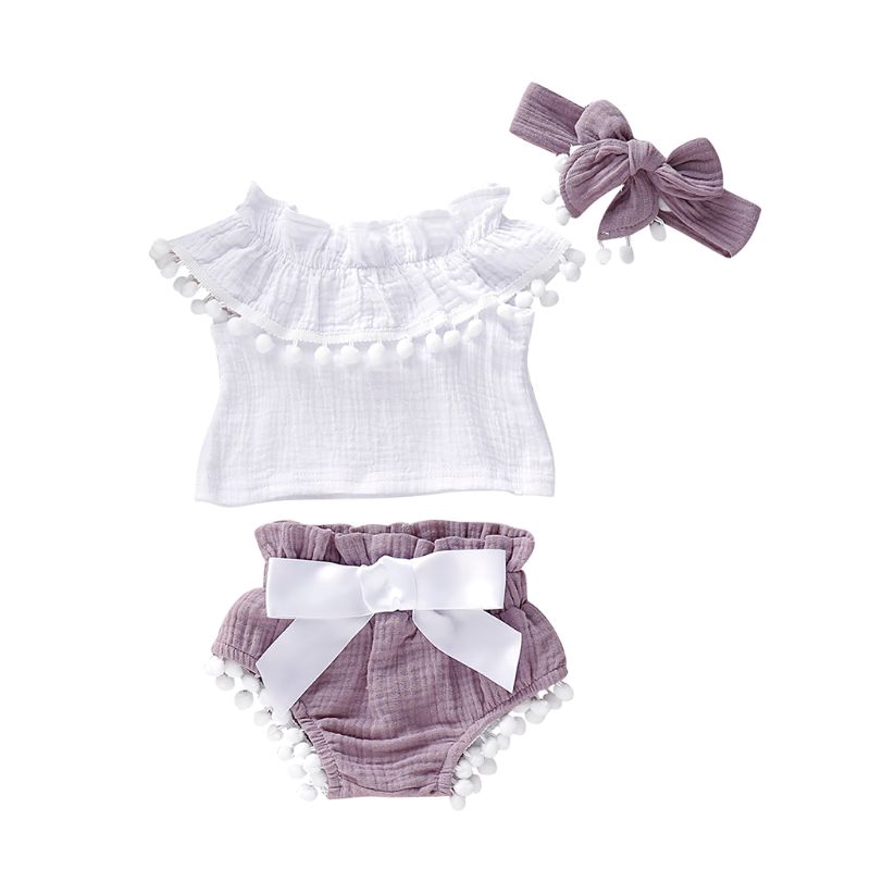 Mary☆ff Shoulder Ruffle Tops+Shorts Pants Outfits Set