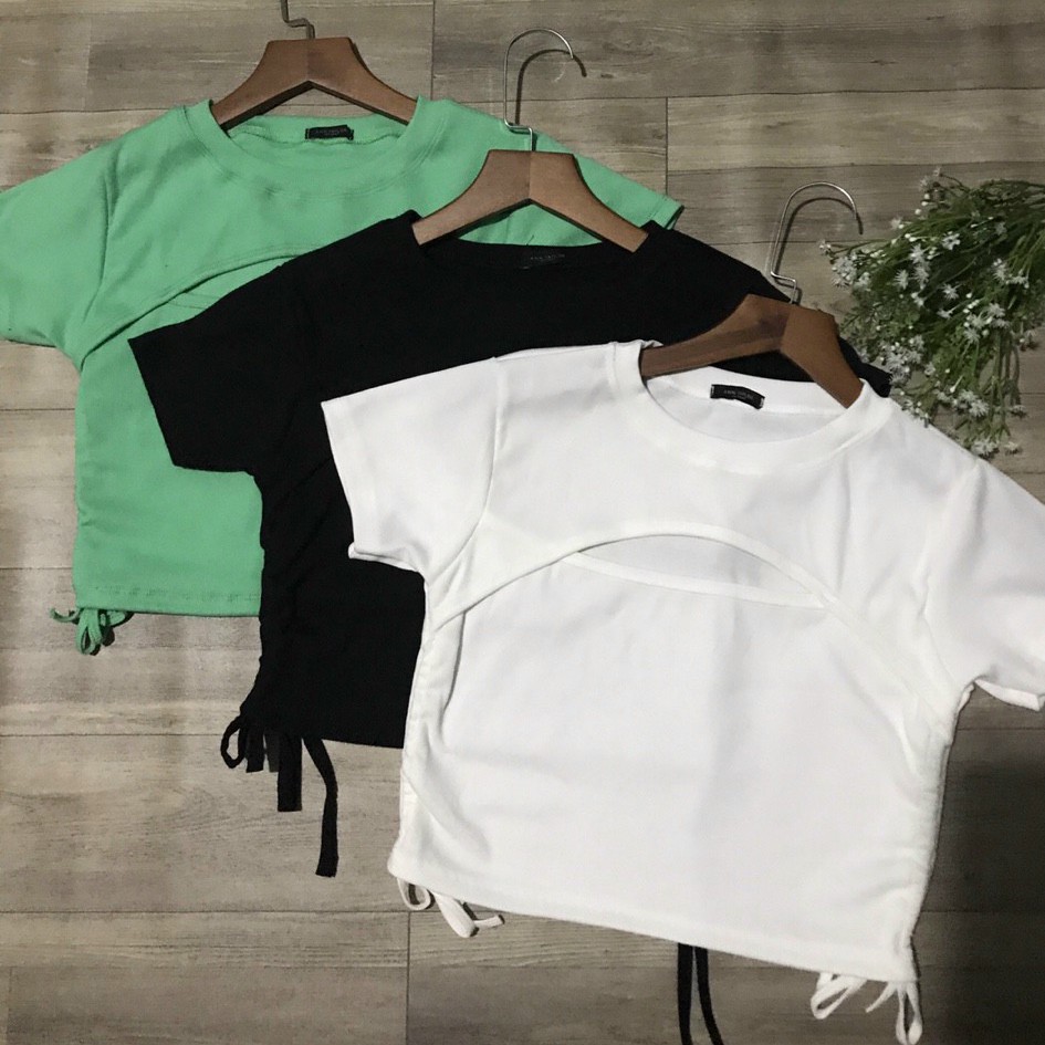 Áo croptop ღ FREESHIP ღ Áo thun nữ khoét ngực rút dây thời trang XIXO - ATN0025