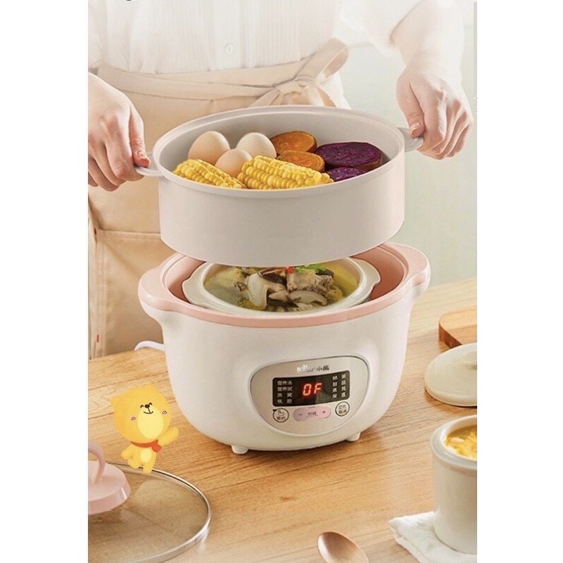 NỒI NẤU CHÁO, NINH, HẦM, HẤP CÁCH THUỶ 4 IN 1 BEAR loại 1,6L 1 Thố PAS Bị Vỡ nắp sứ