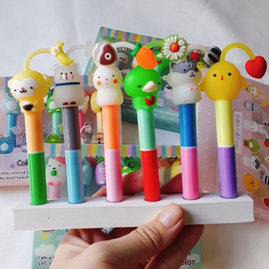 Set gồm 6 cây dạ quang đầu thú 12 màu