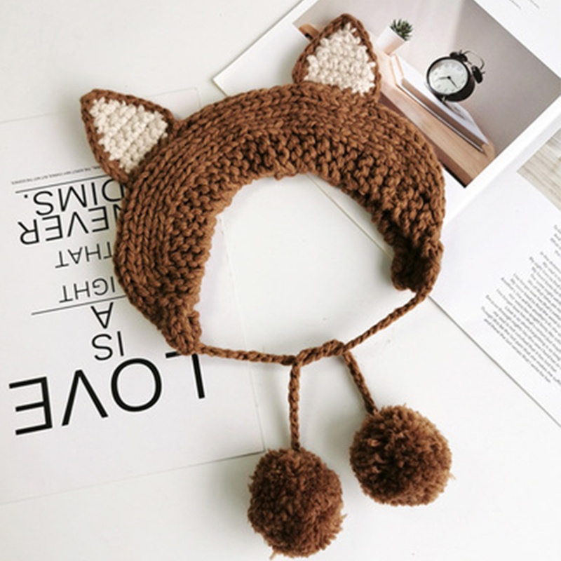 Mũ Beanie Đan Móc Hình Mèo / Cáo / Đầu Lâu Dễ Thương Thời Trang Mùa Đông Cho Nữ