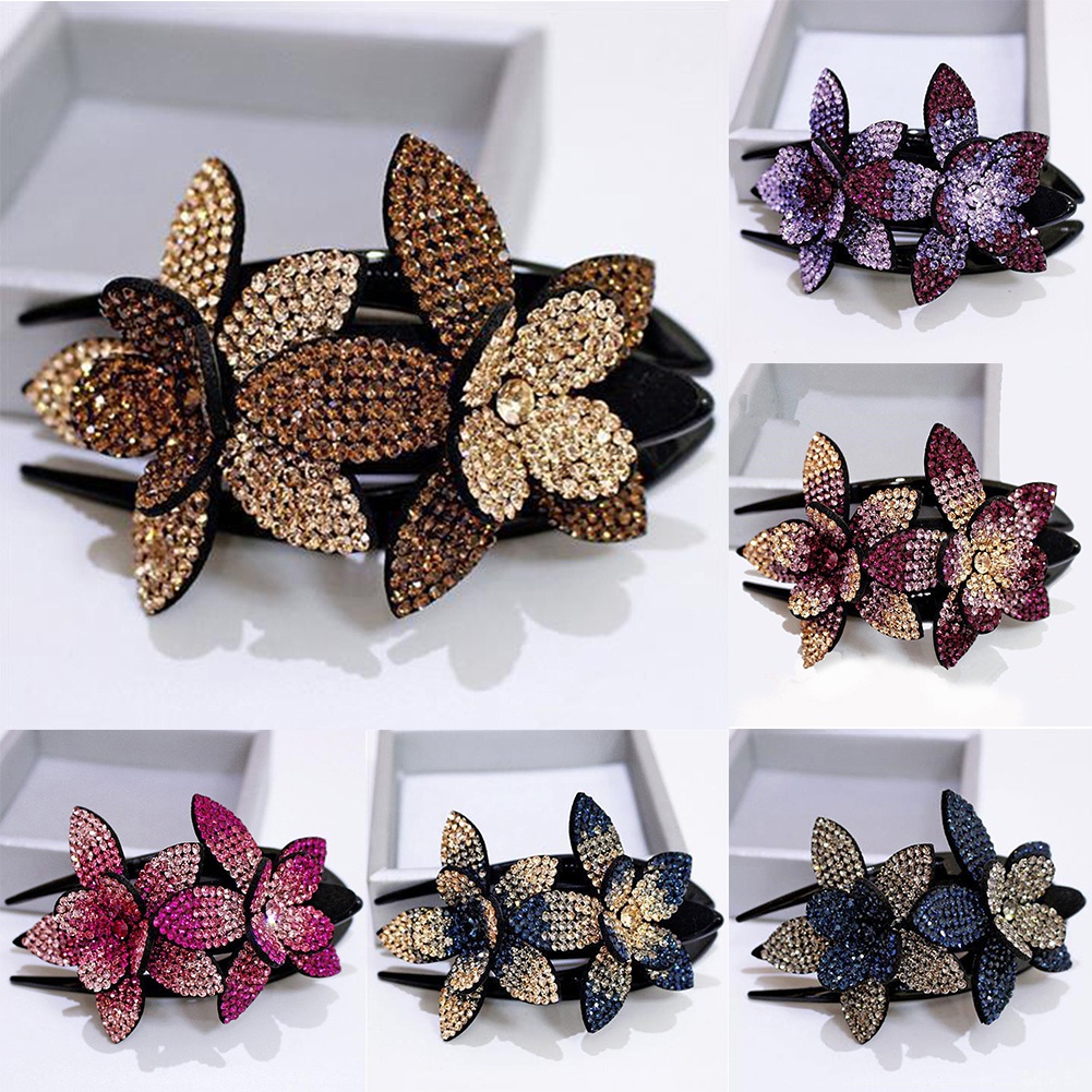 Kẹp Tóc Mỏ Vịt Đính Đá Linh Hoạt Thanh Lịch Cho Nữ