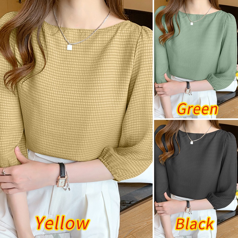 Zanzea Áo Nữ Tay 3 / 4 Họa Tiết Caro Thời Trang