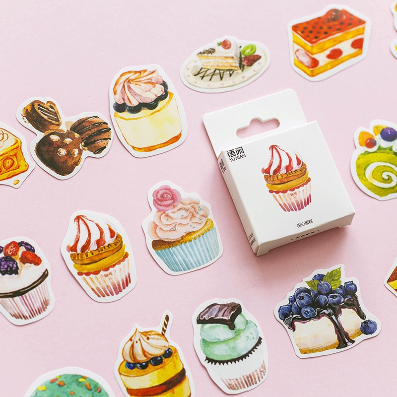 [HD18] Bộ 50 hình dán sticker Bánh Ngọt dễ thương trang trí sổ tay DIY