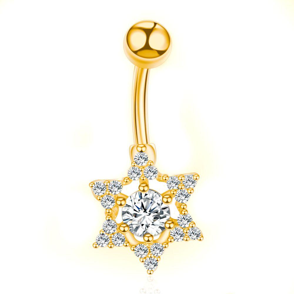 Khuyên Rốn Bằng Thép Phẫu Thuật Họa Tiết Ngôi Sao Năm Cánh