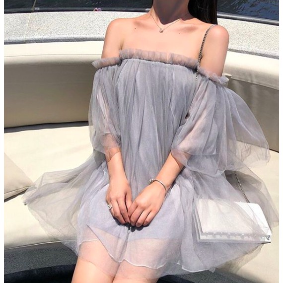 VÁY TRỄ VAI CÔNG CHÚA - TULLE DRESS - VÁY TULLE LIỀN THÂN | BigBuy360 - bigbuy360.vn