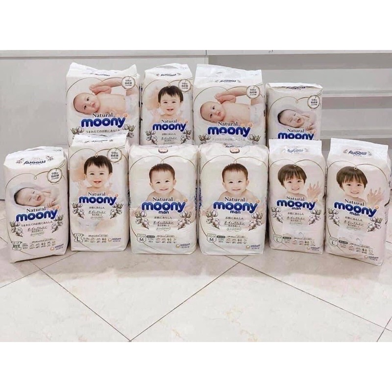Bỉm dán/quần Moony xanh nội địa Nhật NB90/S84/M64/M58/L54/L44/XL
