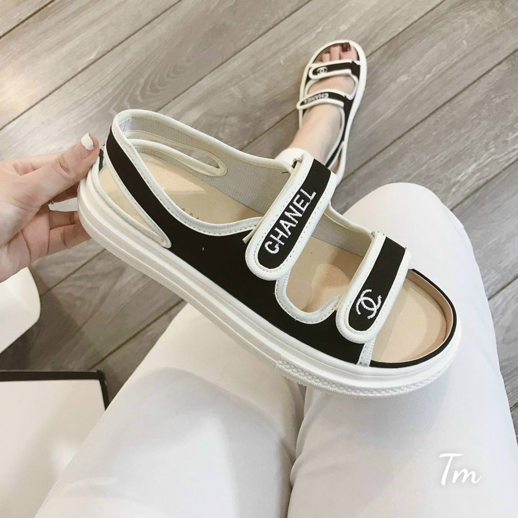XẢ KHO (S105) Sandal nữ 2 quai dán chữ X thêu đế bánh mì êm chân (Mã X.272)
