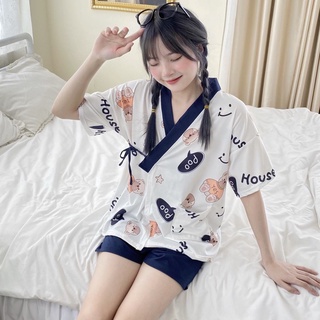 Bộ ngủ Kimono chất cotton size<68kg