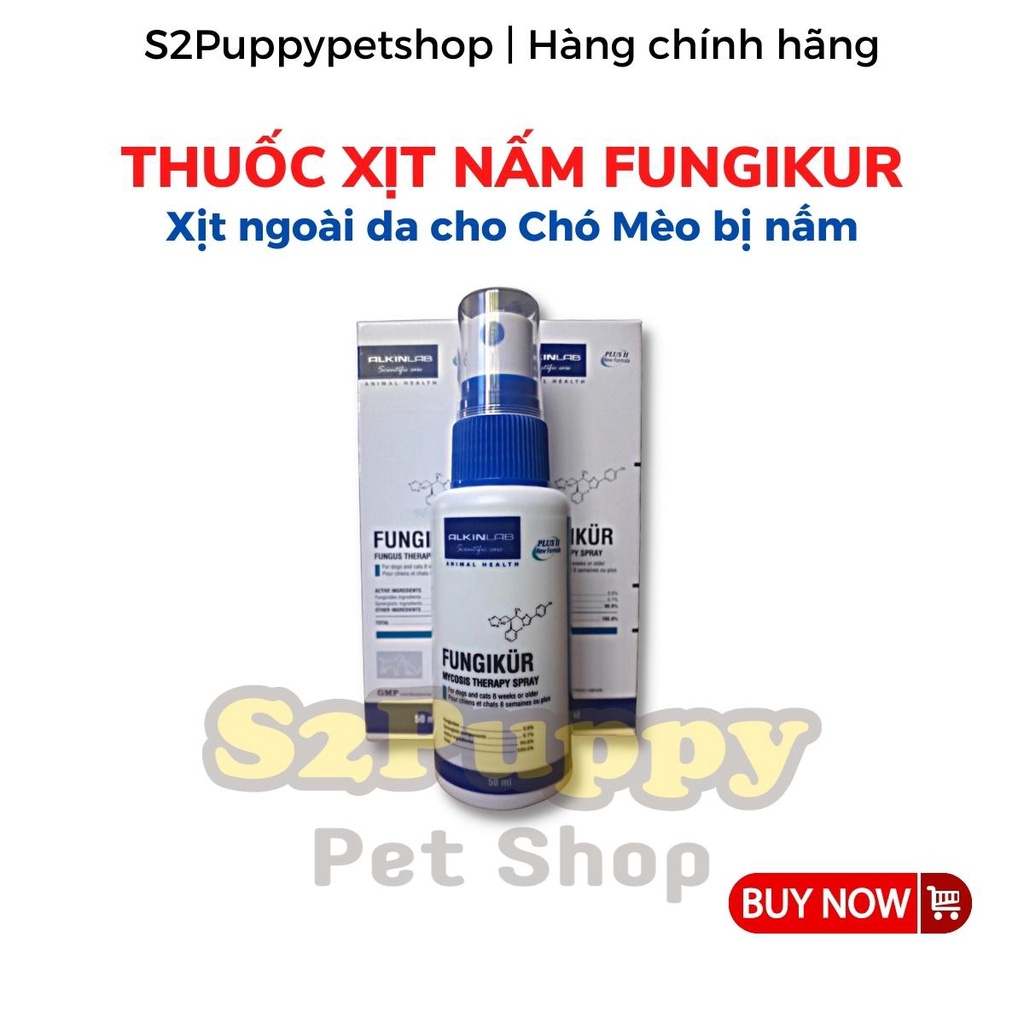 Xịt Nấm Da Cho Chó Mèo - Xịt Nấm Alkin Fungikur Chính hãng
