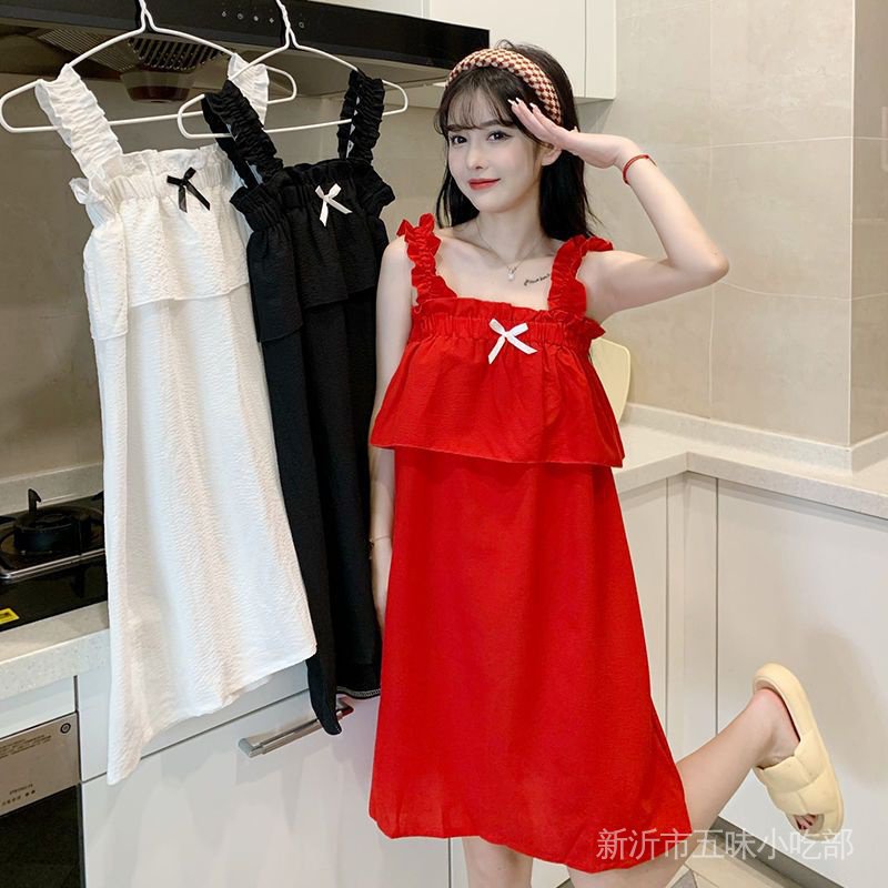 Đầm Ngủ Hai Dây Bằng Vải Lanh Cotton Mỏng Màu Trơn Thời Trang Mùa Hè Hàng Mới 2022 Dành Cho Bạn Nữ