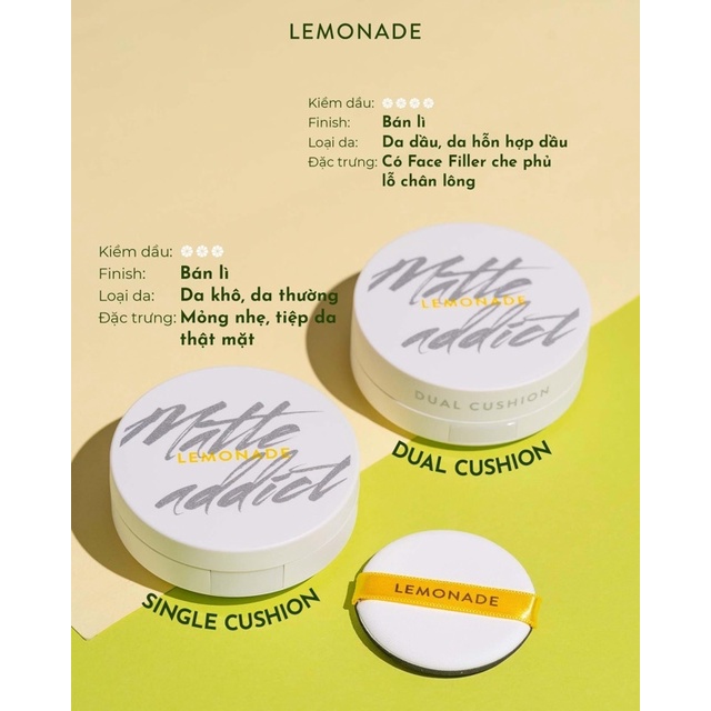 Phấn Nước Đơn Lemonade Matte Addict Single Cushion