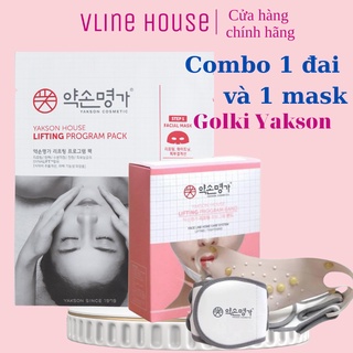 COMBO Đai Đeo Thon Gọn Mặt và mặt nạ GOLKI BAND VLINE, nâng cơ, cân đối mặt