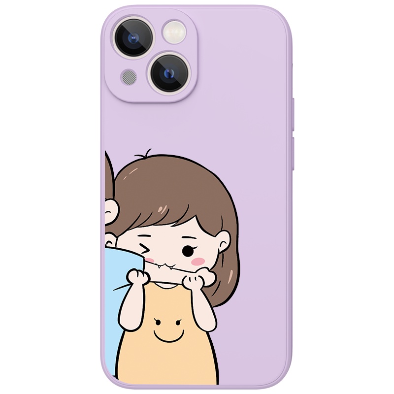 Ốp lưng JEERO hoạt hình cặp đôi dễ thương đẹp viền vuông ngộ nghĩnh mềm cho iPhone 13 12 11 Pro Max SE 2020 X XR XS 8 7 6 6S Plus kute HFF490