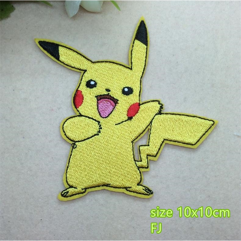 Miếng Dán Ủi Quần Áo Thêu Hình Pokemon Pikachu diy