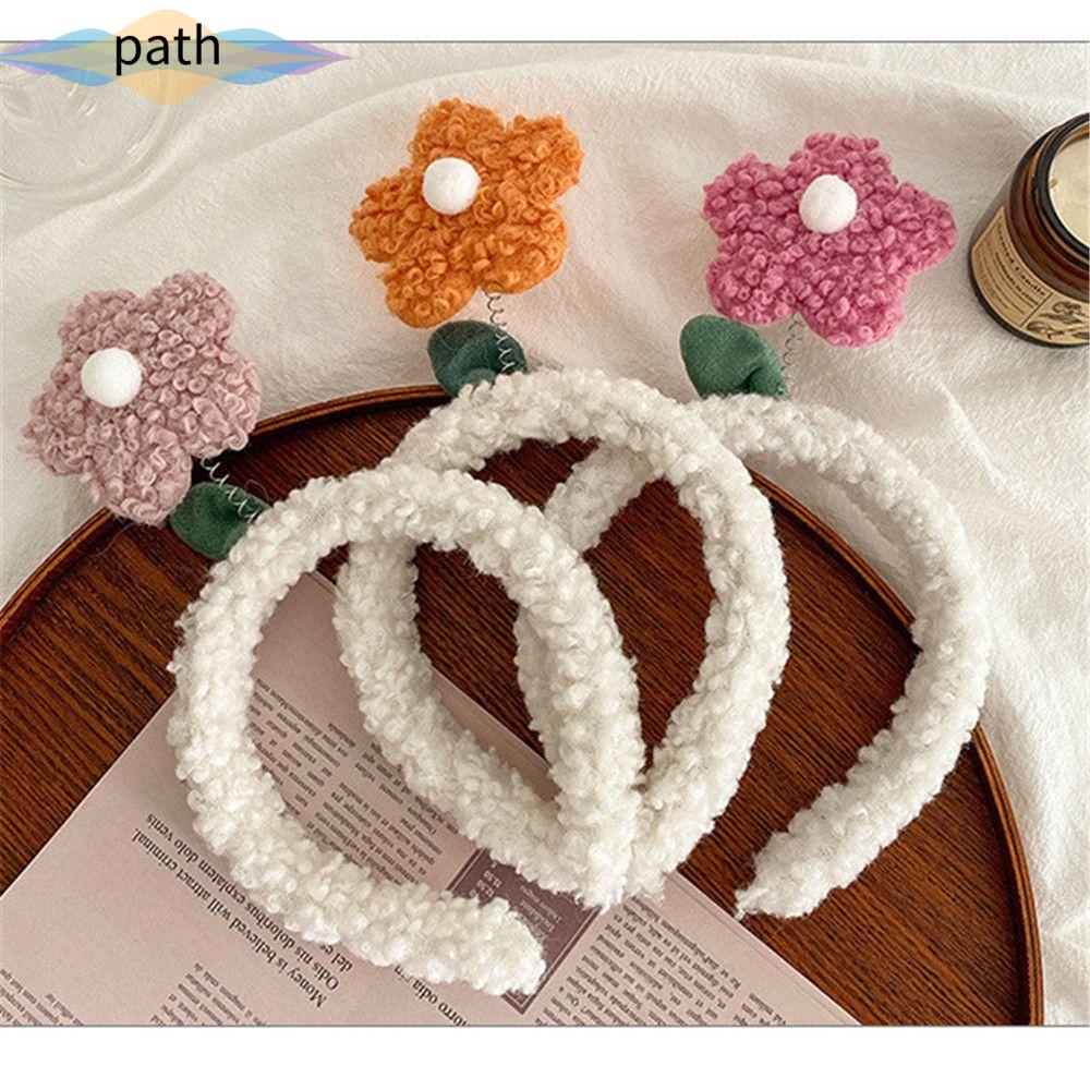 Cài tóc bằng lông cừu hình bông hoa thời trang dễ thương cho nữ