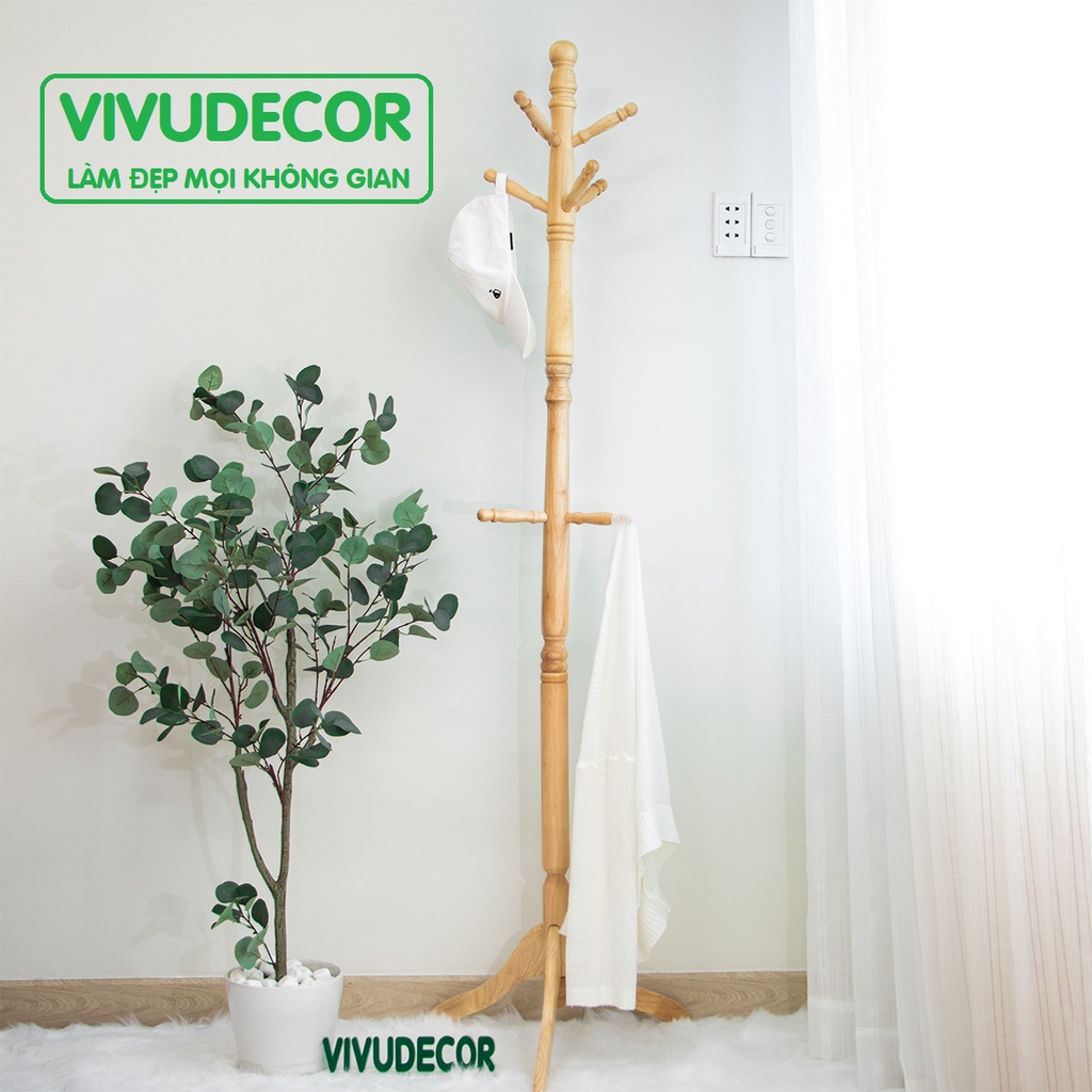 Cây Treo Quần Áo 100% Gỗ Tự Nhiên Vivudecor, Cây Treo Đồ GH 9 Nhánh Lắp Ráp Xuất Khẩu Hàn Quốc.