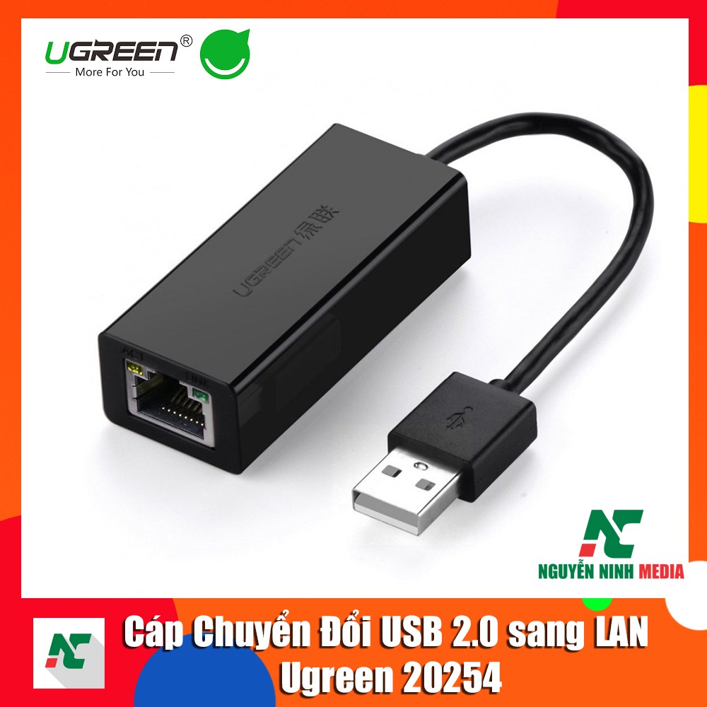 [Mã ELFLASH5 giảm 20K đơn 50K] Bộ chuyển đổi USB 2.0 sang LAN 10/100 Mbps Ugreen 20254 - Hàng Chính Hãng