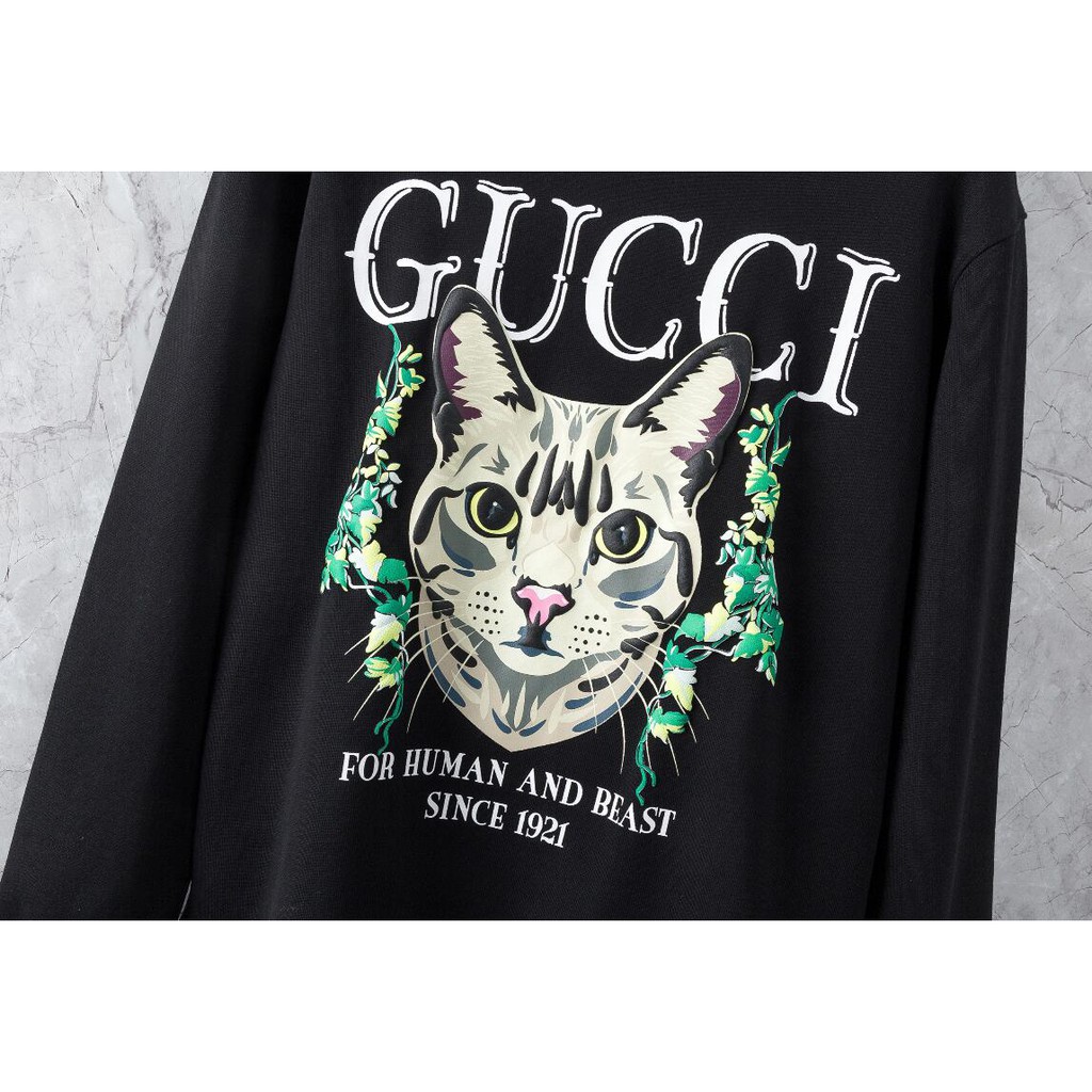 Áo Sweater Cổ Tròn Chất Liệu Cotton In Hình Gucci Thời Trang