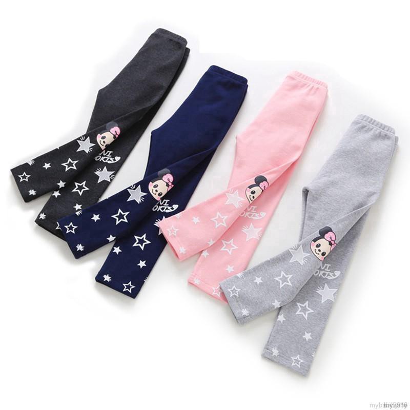 Quần Legging Cotton Lưng Thun In Họa Tiết Hoạt Hình Cho Bé Gái (2-7 Tuổi)