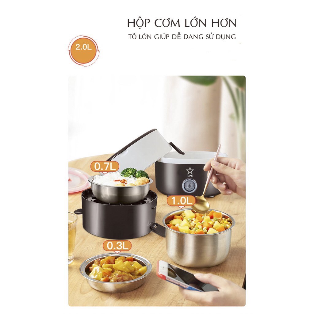 Cặp Lồng Cắm Điện 3 Tầng ruột inox Cao Cấp Giữ Nóng Thức Ăn Liên Tục-THẢO NGUYÊN SHOP-T3A5