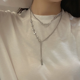 Vòng cổ hai lớp thả dây tua rua hip hop phong cách Hàn Quốc F665