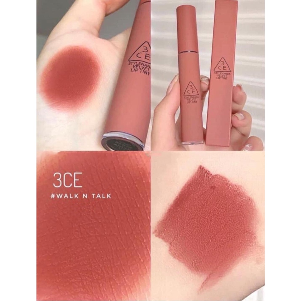 Son kem 3CE velvet lip tint #Walk N Talk màu nâu đào | BigBuy360 - bigbuy360.vn