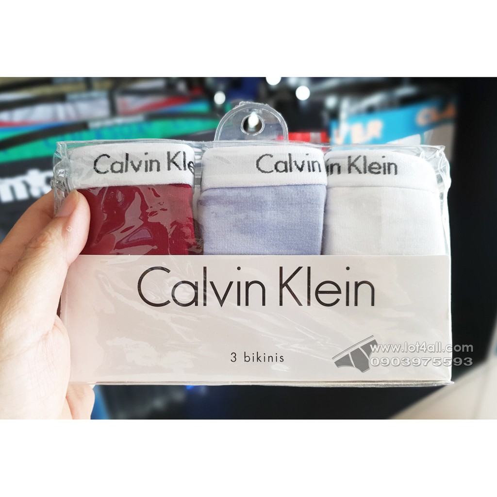 [AUT.] Quần lót nữ Calvin Klein QD3588 Carousel Bikini 3-pack Raspberry Jam/Dusty Periwinkle/White