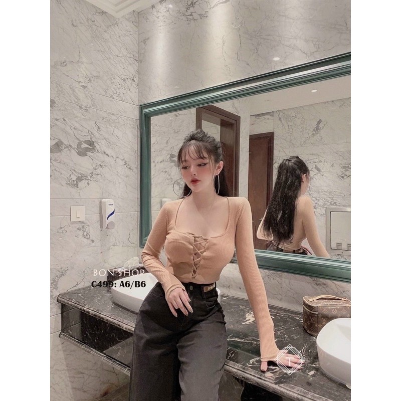 Áo body len tăm đan dây tôn dáng