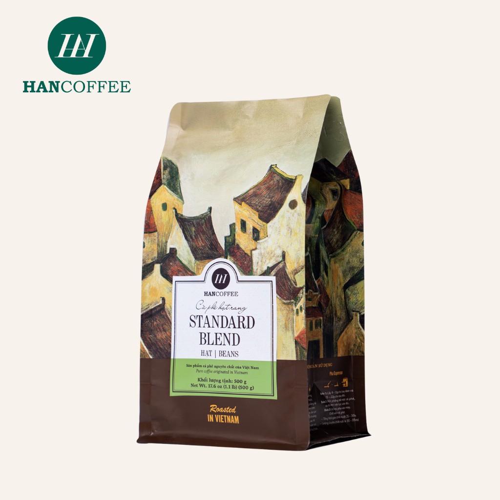 Cà Phê Phin HANCOFFEE Standard Blend Bean Hạt Rang Nguyên Chất Túi 500gr - HN70R30AH