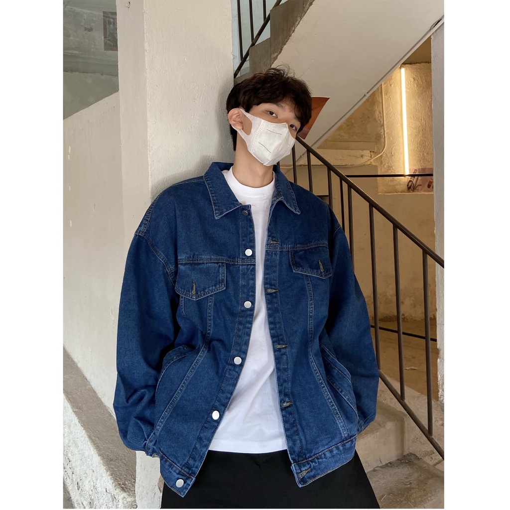 Áo khoác jeans nam đơn giản, màu xanh đậm MLJ 01