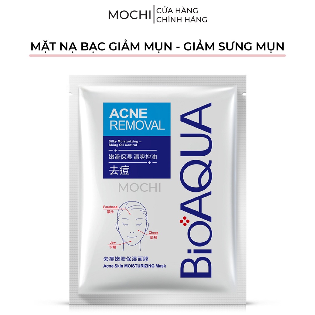 Mặt Nạ Bạc Giảm Mụn l Giảm Sưng Mụn Đỏ l Kiềm Dầu Mask Giấy Sạch Mụn Đầu Đen Pure Skin Bioaqua Nội Địa Trung MOCHI SHOP