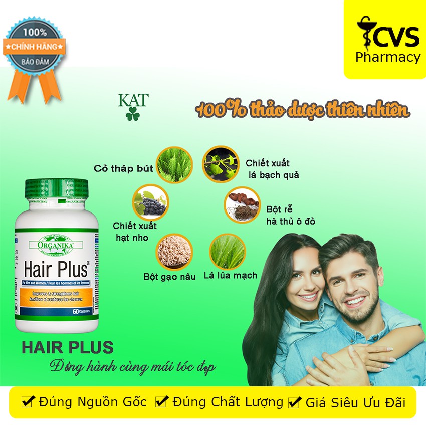 Organika Hair Plus - giúp cải thiện và duy trì mái tóc khỏe mạnh, ngăn ngừa rụng tóc và kích thích mọc tóc - CVSpharmacy