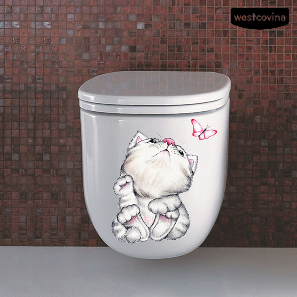 Miếng Dán Hình Mèo Dễ Thương Chống Thấm Nước Trang Trí Bồn Cầu