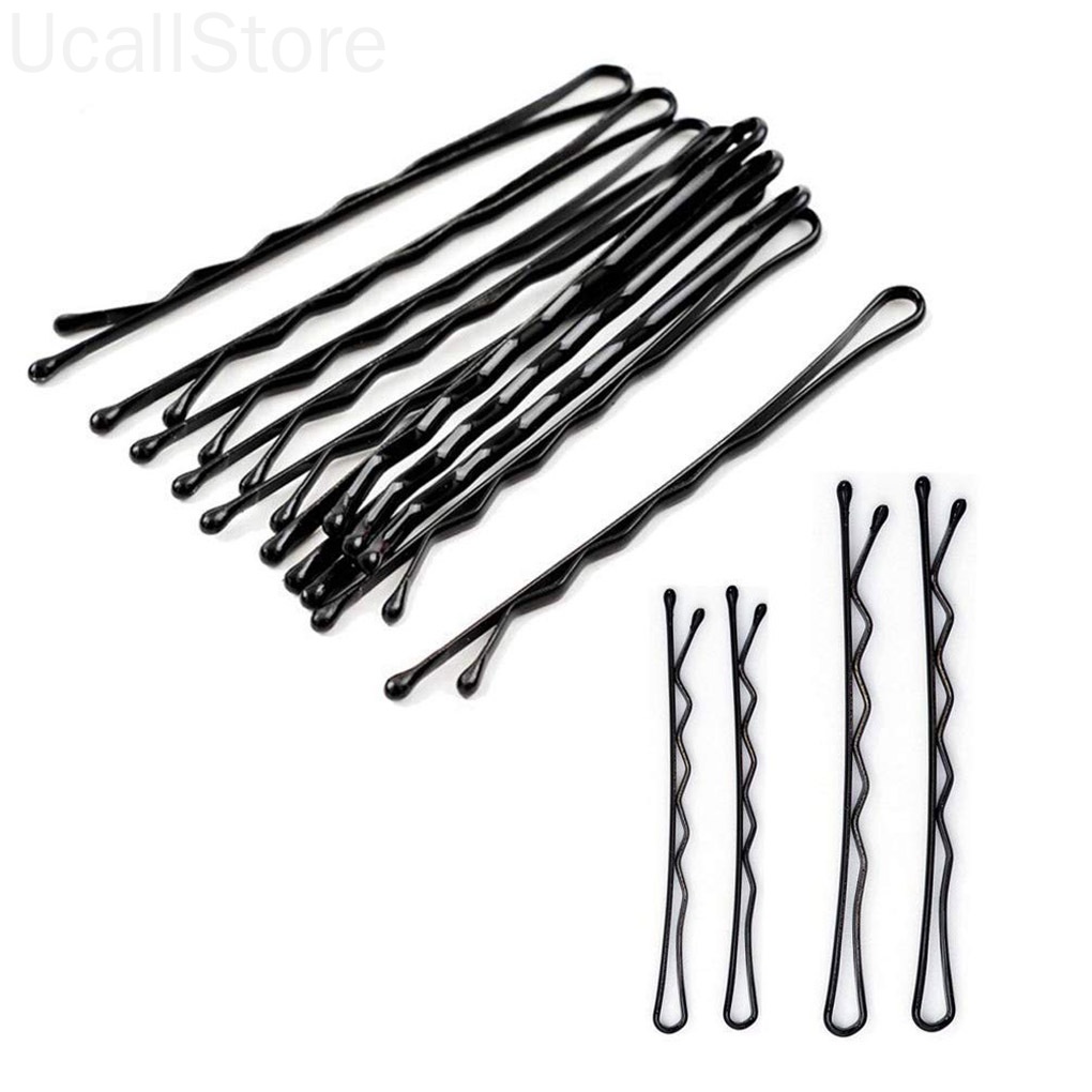 [Hàng mới về] Kẹp tóc kim loại mini màu đen dạng thẳng / cong tiện lợi chuyên dùng cho tạo kiểu tóc