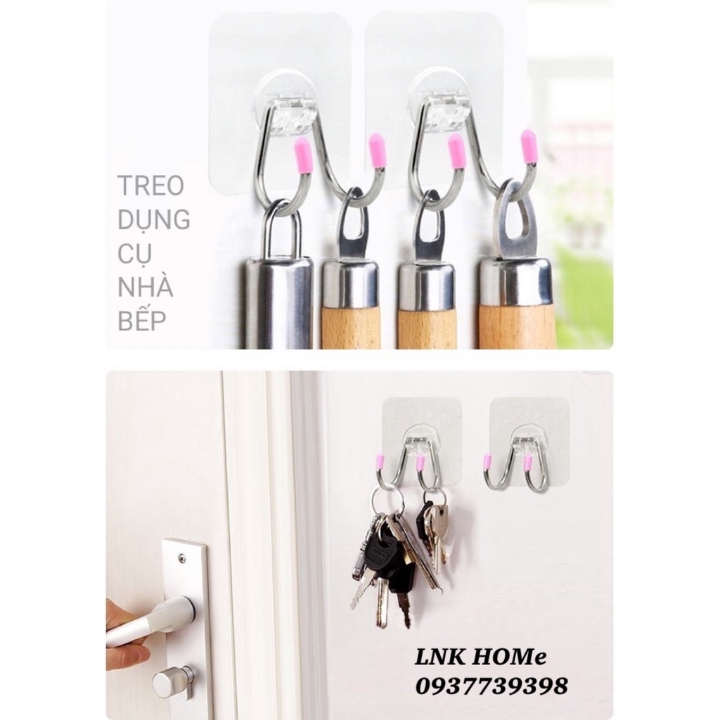Móc dán tường dạng móc đôi inox siêu cứng treo đồ gọn gàng