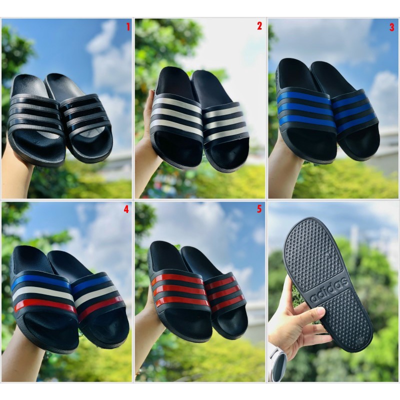 Dép adidas ❤️FREESHIP + Hộp❤️ dép đúc quai ngang thể thao nam nữ 3 sọc kẻ nhiều màu