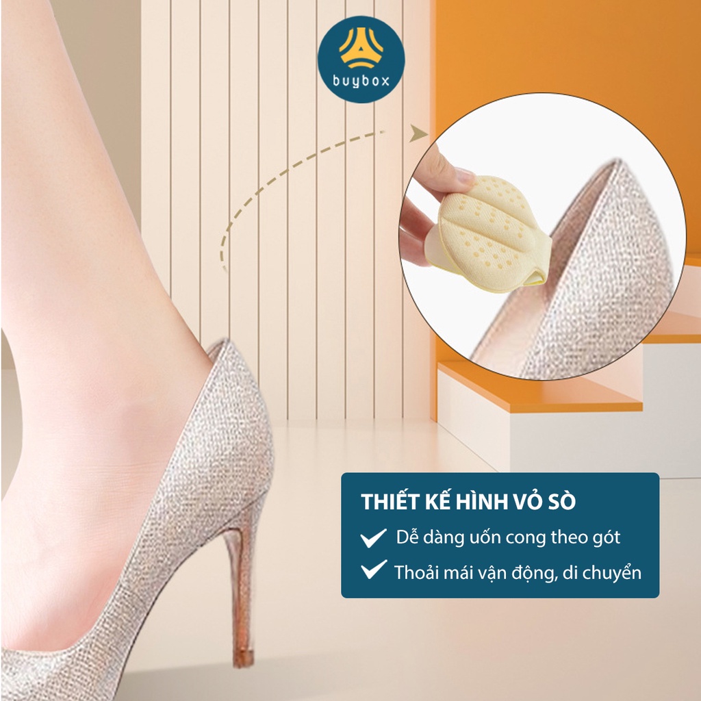 Lót giày cao gót bảo vệ gót giúp chống trầy, giảm size hiệu qủa thiết kế hình con sò đệm êm gót chân - buybox - BBPK274
