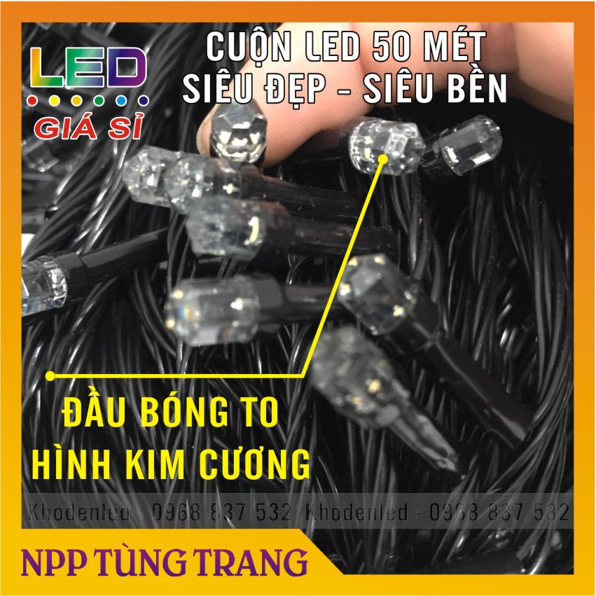 Dây đèn led trang trí 50 Mét ánh sáng vàng vintage cực đẹp