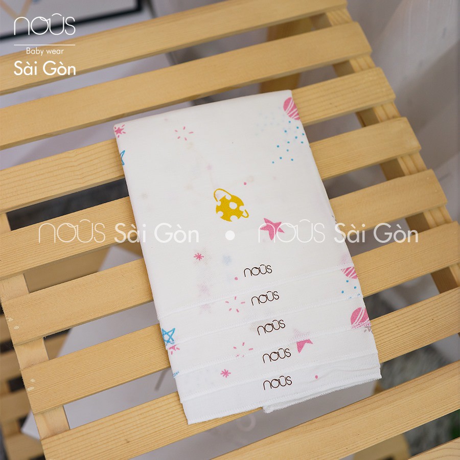 Khăn sữa xô Nous siêu mềm và thấm hút tốt - Nhiều họa tiết - Set 5 Chiếc, Kích Thước 30Cmx30Cm