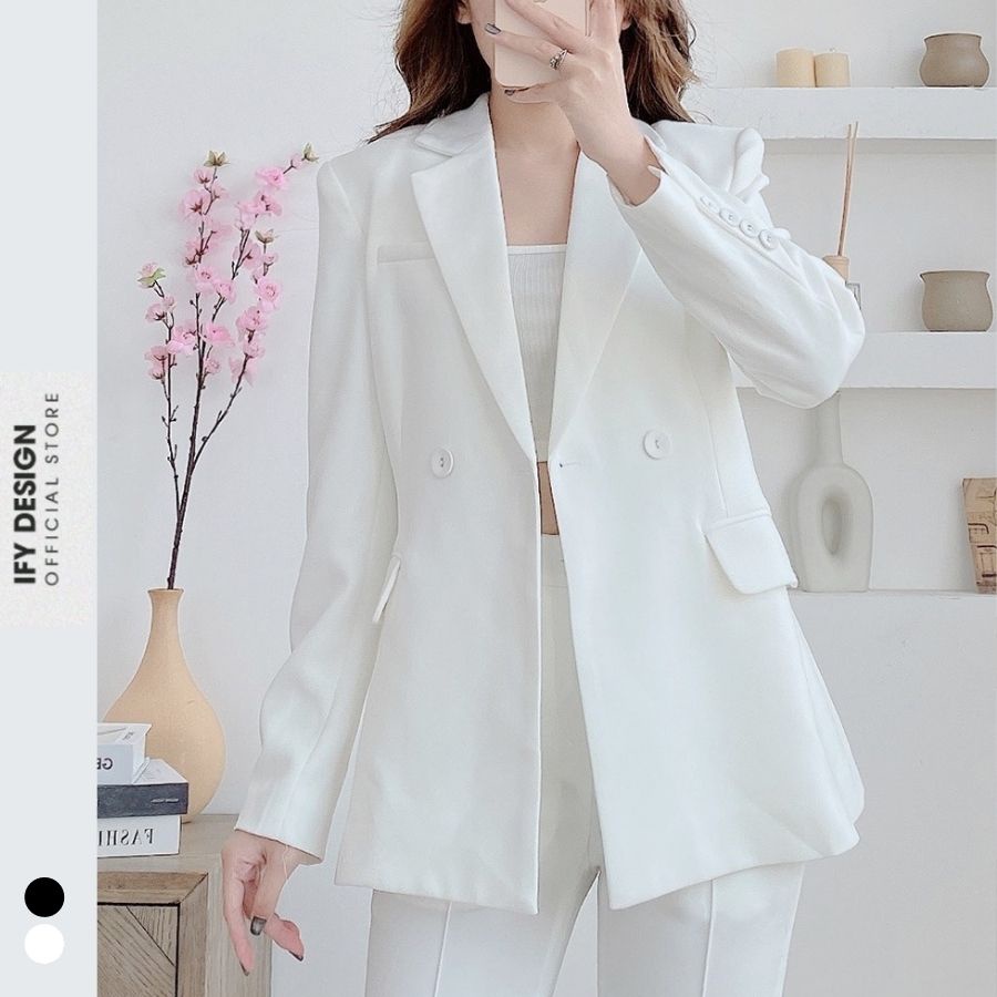 Áo vest nữ trắng dáng ôm chiết eo IFY Design FS98A