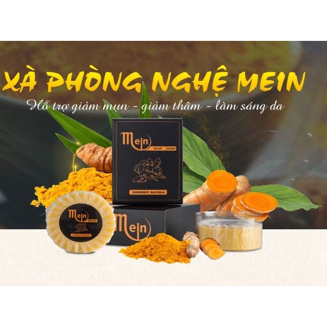 Xà phòng nghệ MEIN, xà bông nghệ giảm mụn giảm thâm làm sáng da,1 bánh 60GR