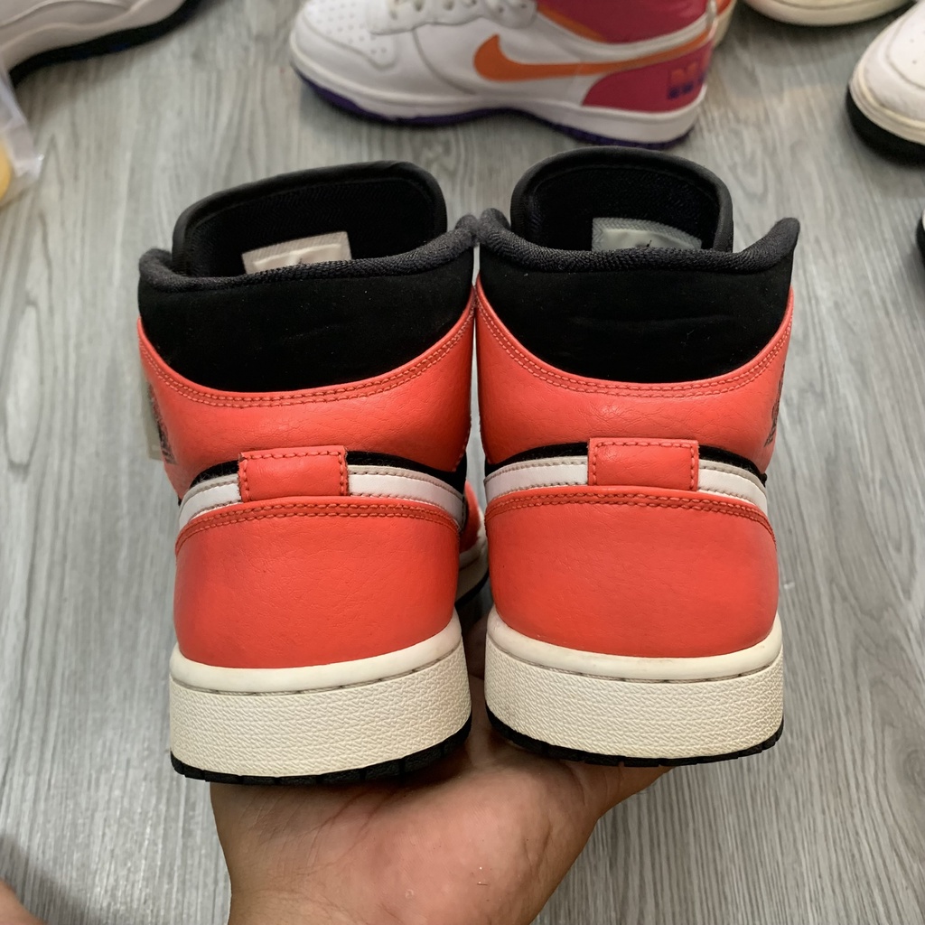 Giày Cũ Jordan 1 Mid Infrared Size 42 2hand chính hãng cam kết real trọn đời - Giày Cũ Sài Gòn